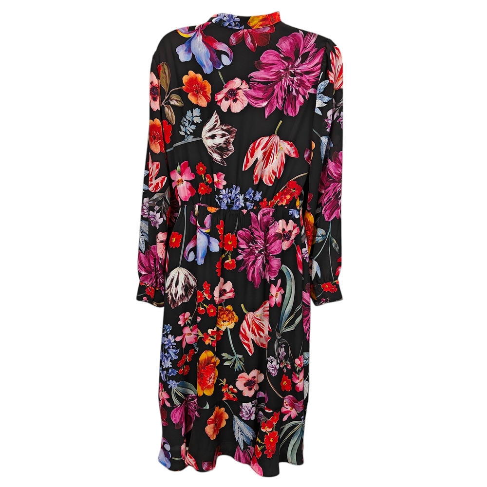 J. Crew Tie Neck Ruffle Midi Dress in Midnight Dutch Floral Size 6 - Picture 2 of 14